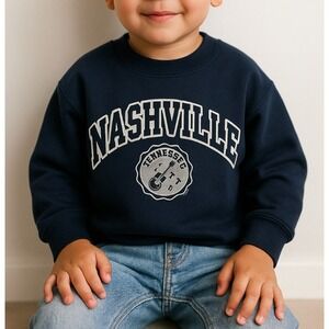 Nashville Tennessee Pullover Sweatshirt Boy's SMALL Crewneck‎ Hanes Kids